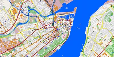 แผนที่ของเมืองเมืองและพื้นที่รอบๆบริเวณ